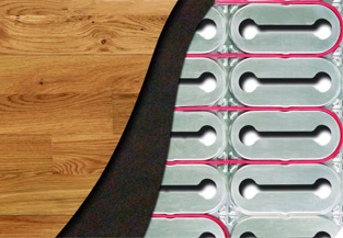 HeatShield floor heating insulation panel with heat cable.